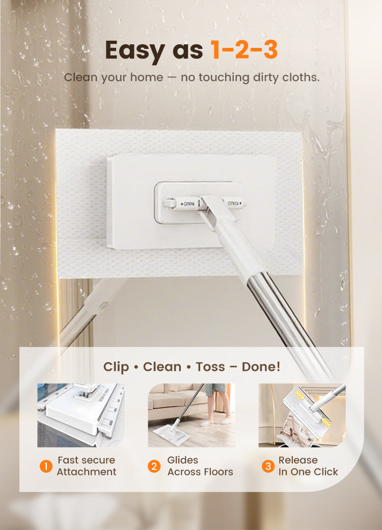 Disposable Dust Mop with 4 Reusable Cloths
