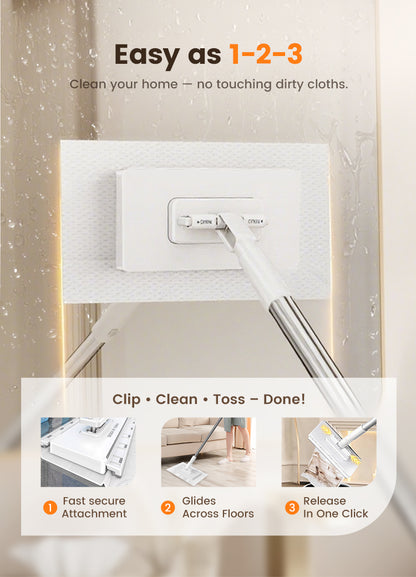 Disposable Dust Mop with 4 Reusable Cloths