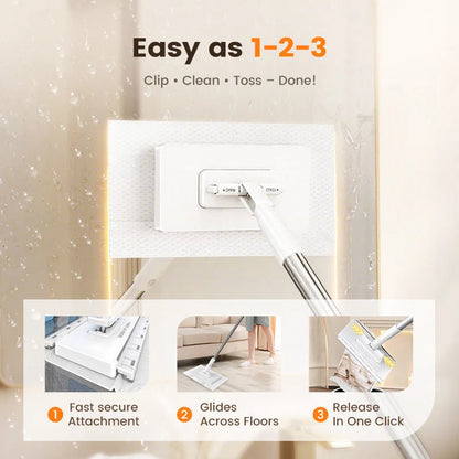 Disposable Dust Mop with 4 Reusable Cloths